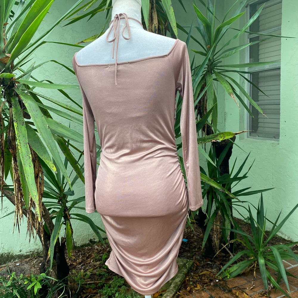 Bronze Metallic Ruched Dress - Picture 5 of 10